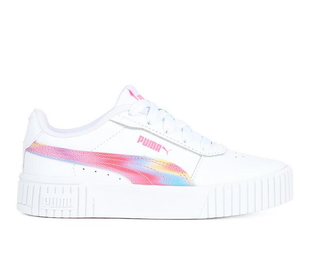 Girls' Puma Little Kid & Big Kid Carina 2.0 Groovin Sneakers in Wht/Pink/Blue color