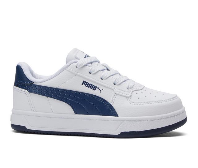 Boys' Puma Little Kid Caven 2.0 Court Sneakers in Wht/Persian Blu color