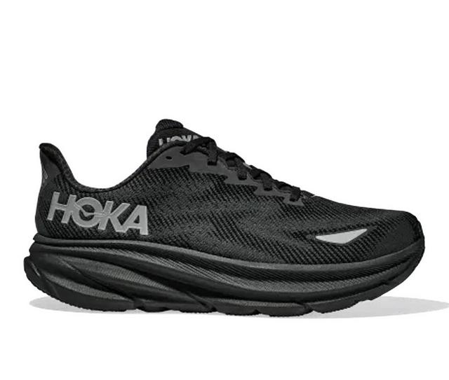 Women's Hoka Clifton 9 GTX Running Shoes in Black Black color