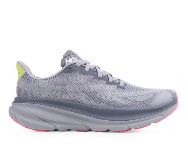 Women's Hoka Clifton 9 GTX Running Shoes in Grey Skies color