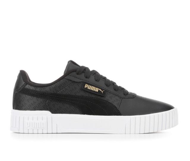 Women's Puma Carina 2.0 Logo Sneakers in Black/Wht/Gold color