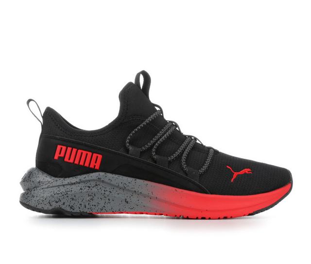 Boys' Puma Big Kid Softstride One4All Fade Running Shoes in Black/Red/Fade color