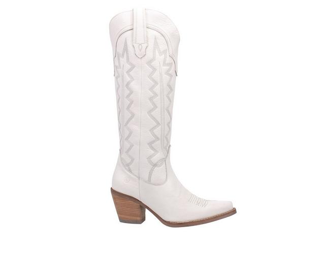 Women's Dingo Boot High Cotton Western Boots in White color