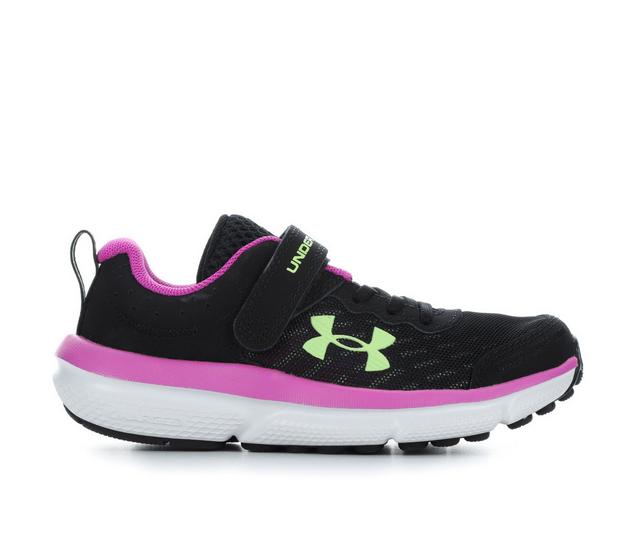 Girls' Under Armour Little Kid Assert 10 Running Shoes in Black/Magenta color