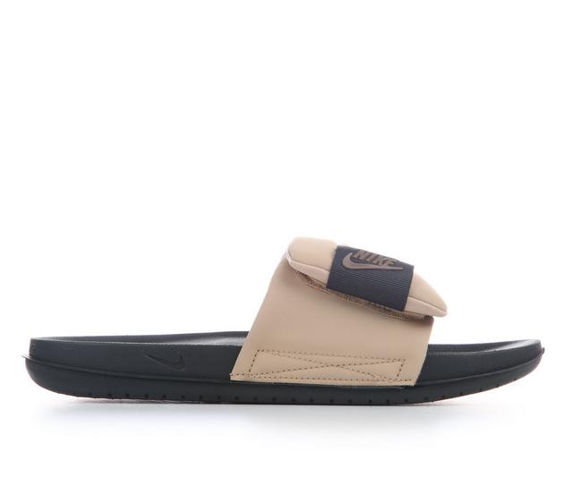 Men's Nike Offcourt Adjust Slide Sport Slides in Blk/Brwn/Linen color