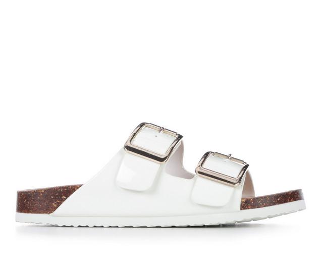 Women's Madden Girl Bodie Footbed Sandals in White Patent color
