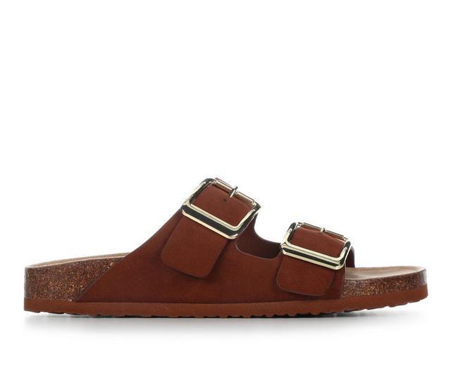 Women's Madden Girl Bodie Footbed Sandals in Chestnut Fabric color