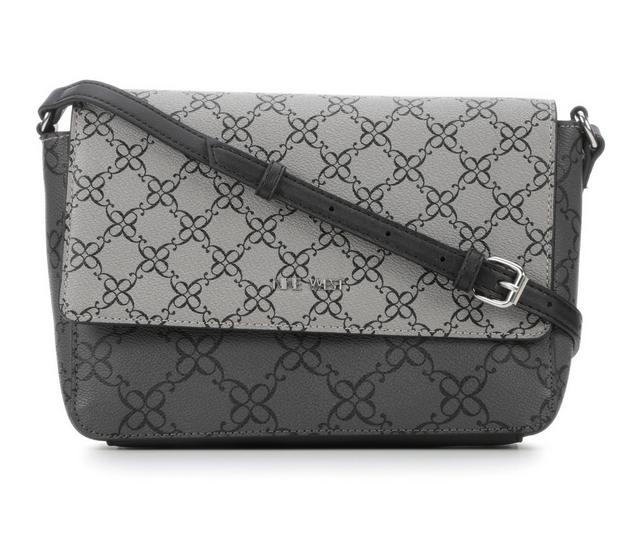 Nine West Calandra Mini Flap Crossbody Handbag in Jet Black Logo color