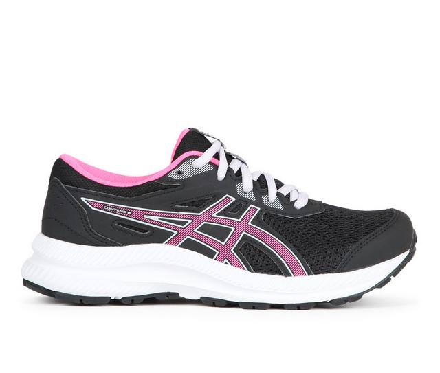 Girls' ASICS Contend 8 G GS Running Shoes in Blk/Hot Pink color