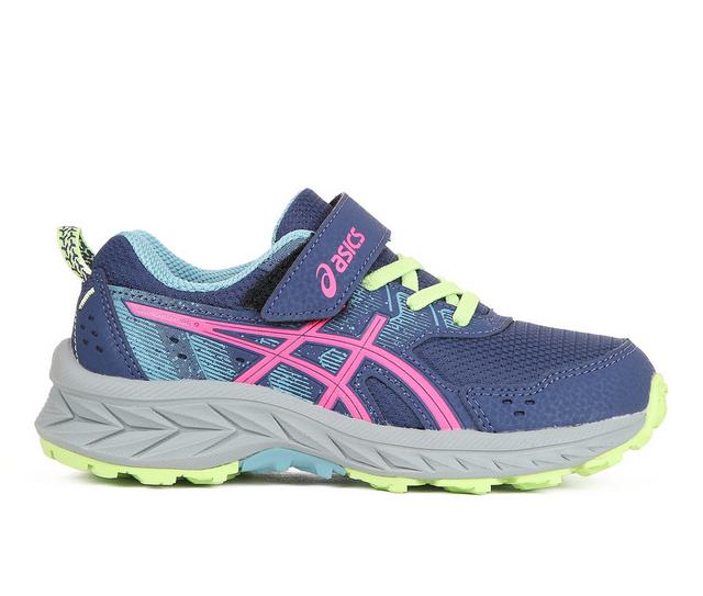 Girls' ASICS Little Kid Pre Venture 9 Running Shoes in Ocean/Pink color