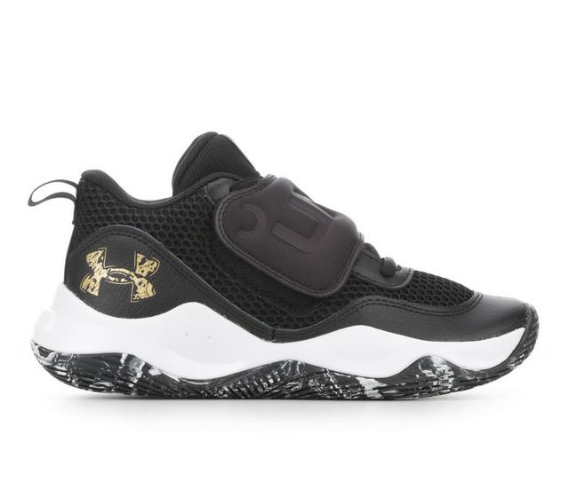 Boys' Under Armour Big Kid Zone BB 2 Gradeschool Basketball Shoes in Black/Wht/Gold color