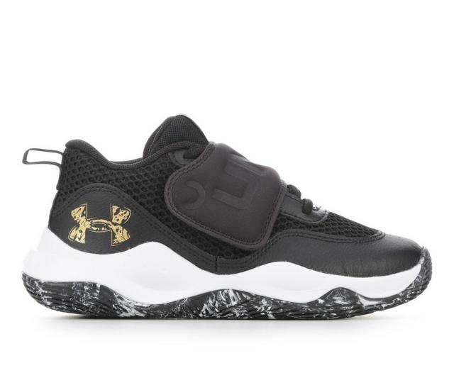 Boys' Under Armour Zone BB 2 Preschool Boys Basketball Shoes in Black/Wht/Gold color