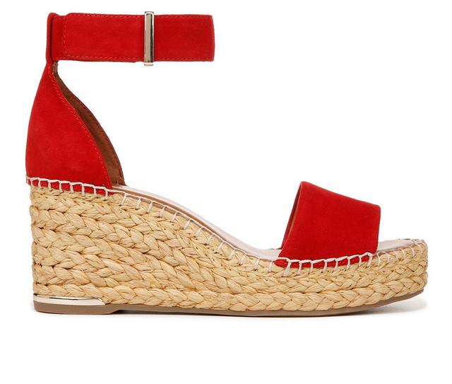 Women's Franco Sarto Clemens Espadrille Wedge Sandals in Cherry Red color