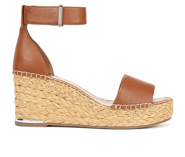 Women's Franco Sarto Clemens Espadrille Wedge Sandals in Cognac Brown color