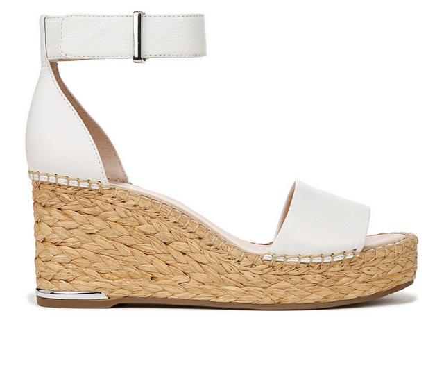 Women's Franco Sarto Clemens Espadrille Wedge Sandals in White Leather color