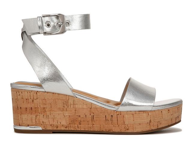 Women's Franco Sarto Presley Platform Wedge Sandals in Silver color