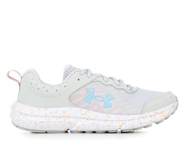 Women's Under Armour Charged Assert 10 Paint Splatter Running Shoes in Grey/Blue color