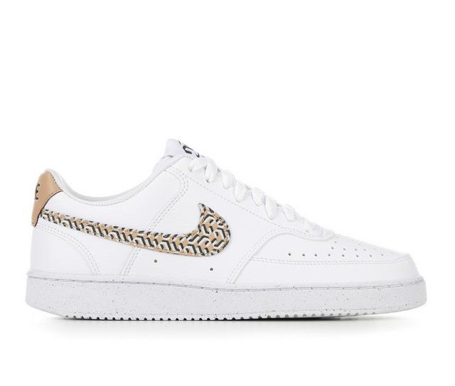 Women's Nike Court Vision Low NN NU Sneakers in White/Blk/Gold color