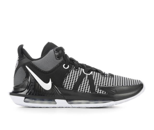 Men's Nike Lebron Witness VII TB Basketball Shoes in Black/White 001 color