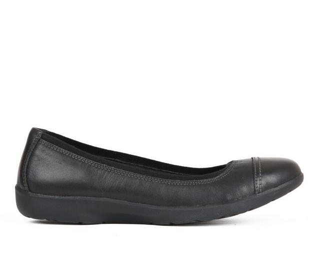 Women's Clarks Meadow Opal Flats in Black Leather color