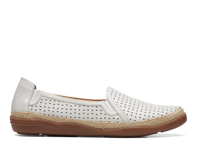 Women's Clarks Elaina Ruby Slip On Shoes in White Leather color