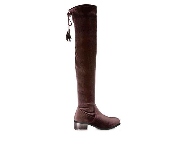 Women's London Rag Rumple Knee High Boots in Dark Brown color