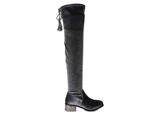 Women's London Rag Rumple Knee High Boots in Grey color