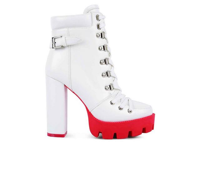 Women's London Rag Larch Lace Up Platform Booties in White color