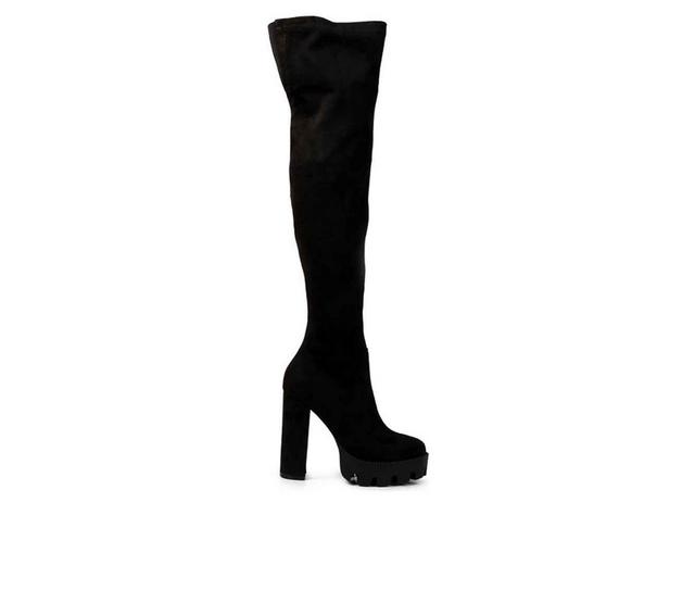 Women's London Rag Maple Over The Knee Heeled Boots in Black color
