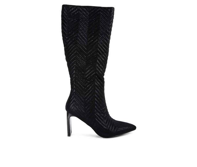 Women's London Rag Prinkles Knee High Heeled Boots in Black color