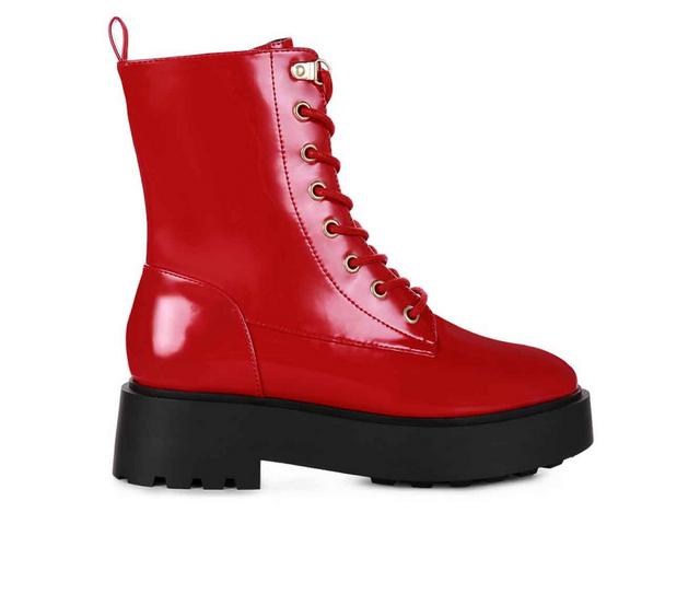 Women's London Rag Molsh Lace Up Booties in Red color