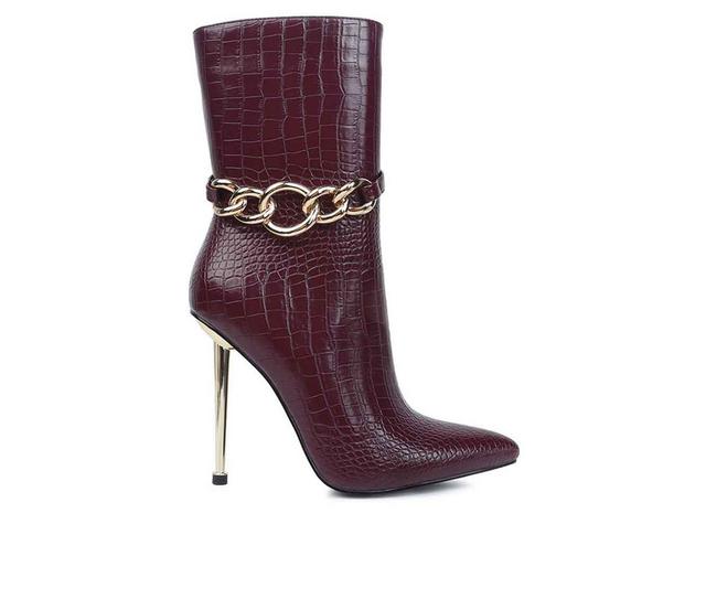 Women's London Rag Nicole Stiletto Booties in Burgundy color
