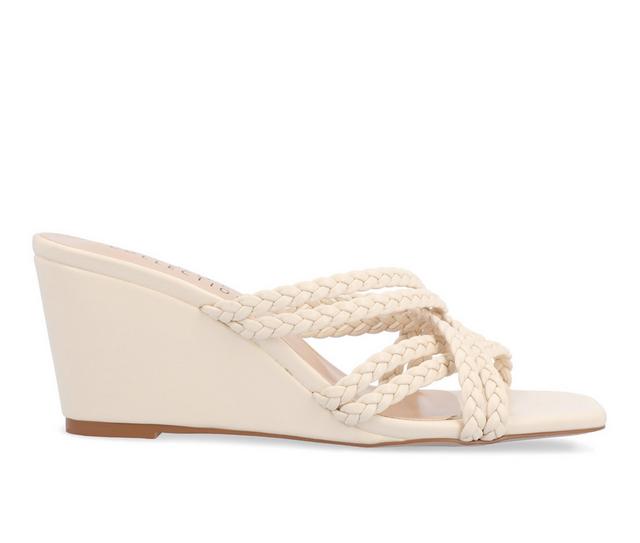 Women's Journee Collection Baylen Wedge Sandals in Beige color