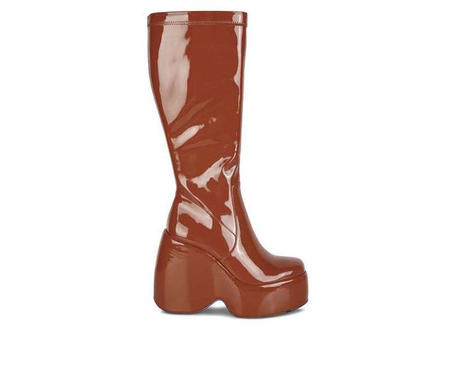 Women's London Rag Dan Knee High Platform Boots in Tan color