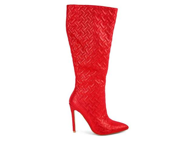 Women's London Rag Tinkles Knee High Stiletto Boots in Red color