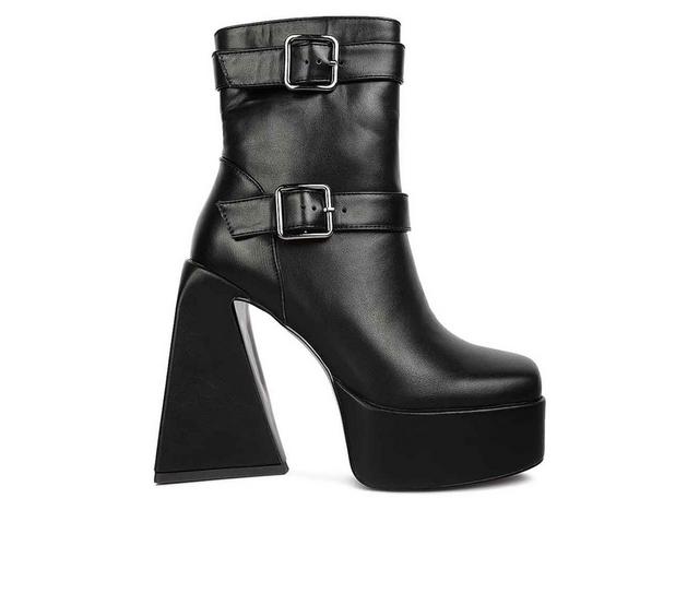 Women's London Rag Hot Cocoa Platform Heeled Booties in Black color