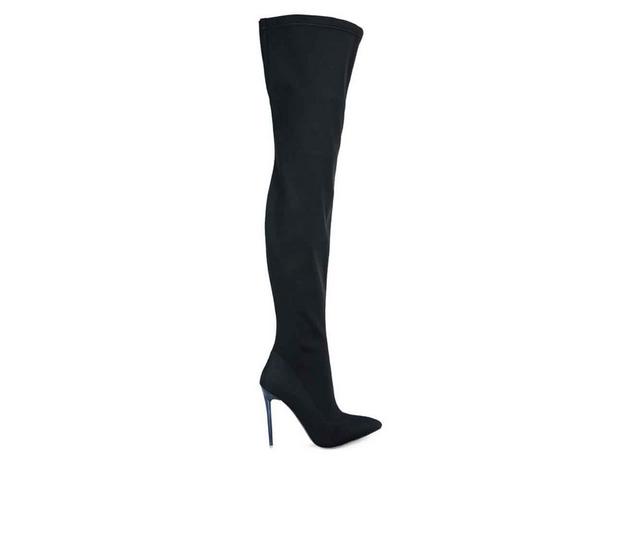 Women's London Rag No Calm Over The Knee Stiletto Boots in Black color