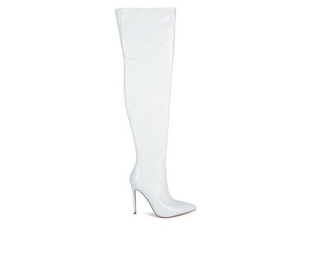 Women's London Rag Riggle Over The Knee Stiletto Boots in White color