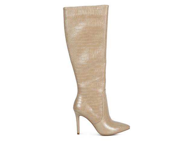Women's London Rag Indulgent Knee High Stiletto Boots in Nude color