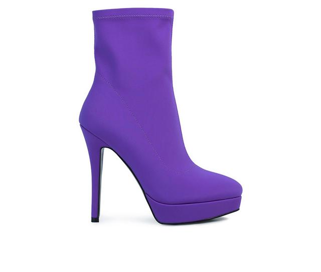 Women's London Rag Patotie Stiletto Booties in Purple color