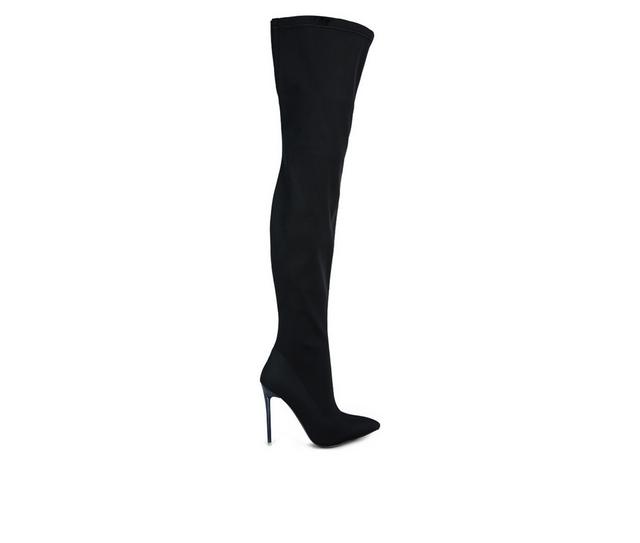 Women's London Rag Lolling Over The Knee Stiletto Boots in Black color