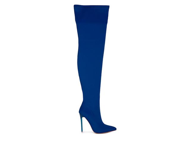 Women's London Rag Lolling Over The Knee Stiletto Boots in Blue color