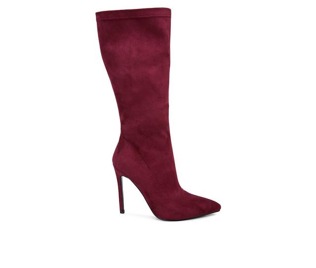 Women's London Rag Playdate Knee High Stiletto Boots in Burgundy color