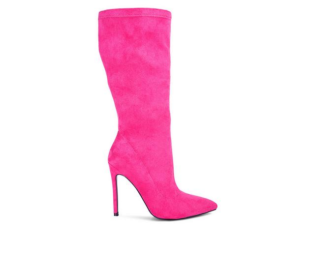 Women's London Rag Playdate Knee High Stiletto Boots in Fucshia color