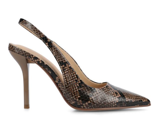 Women's Journee Collection Elenney Slingback Pumps in Snake/Brown color