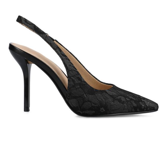 Women's Journee Collection Elenney Slingback Pumps in Black Lace color
