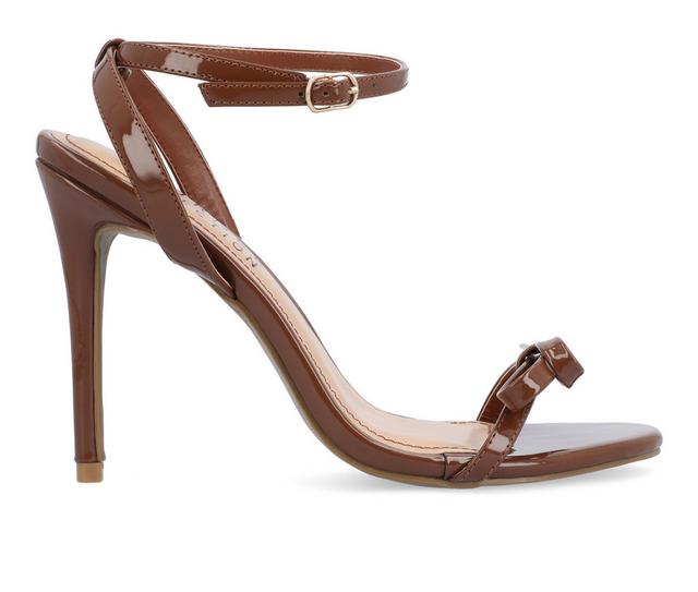 Women's Journee Collection Elvina Stiletto Dress Sandals in Brown color
