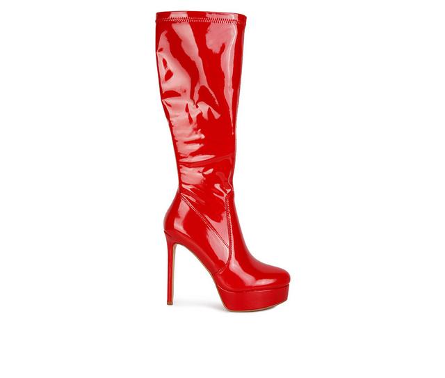 Women's London Rag Shaw Knee High Stiletto Boots in Red color