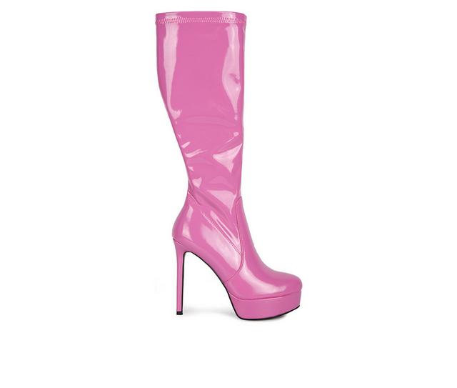 Women's London Rag Shaw Knee High Stiletto Boots in Pink color