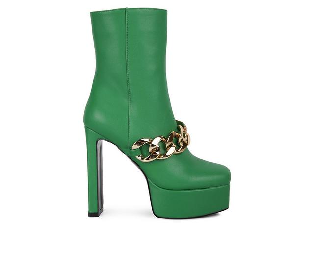 Women's London Rag Bambini Platform Stiletto Booties in Green color